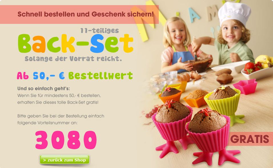 ... 11 teiliges Back Set geschenkt bekommen mit vertbaudet Vorteilsnummer